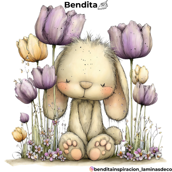 Producto - Bendita Plancha perro con flores lila