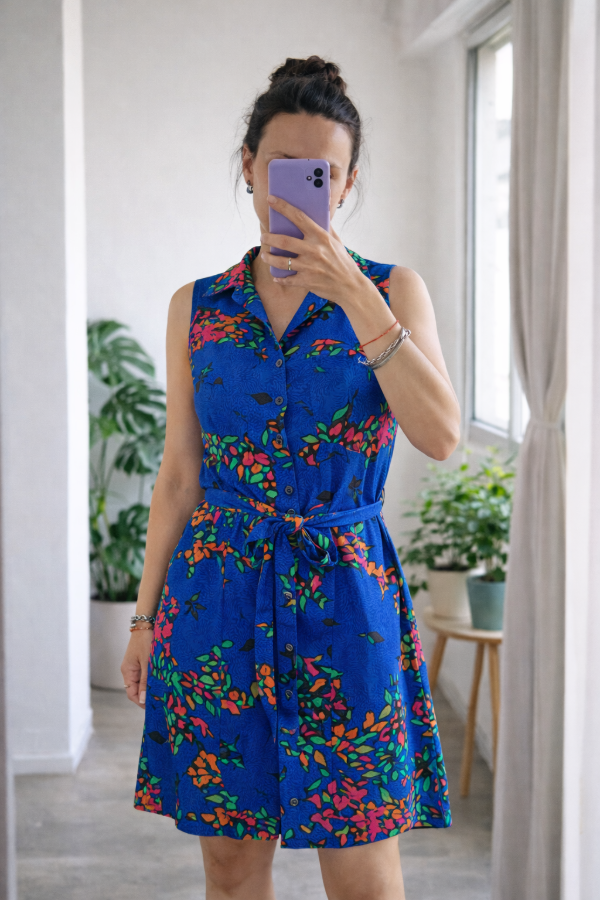 Producto - V. camisero s/ mangas seda vintage blue