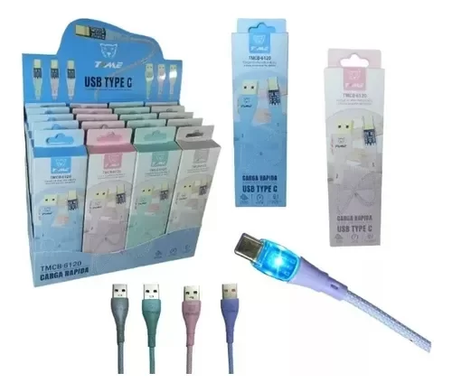 Producto - Cable Tipo C Reforz Time Carga Rapida 3.1a Con Led Indicador