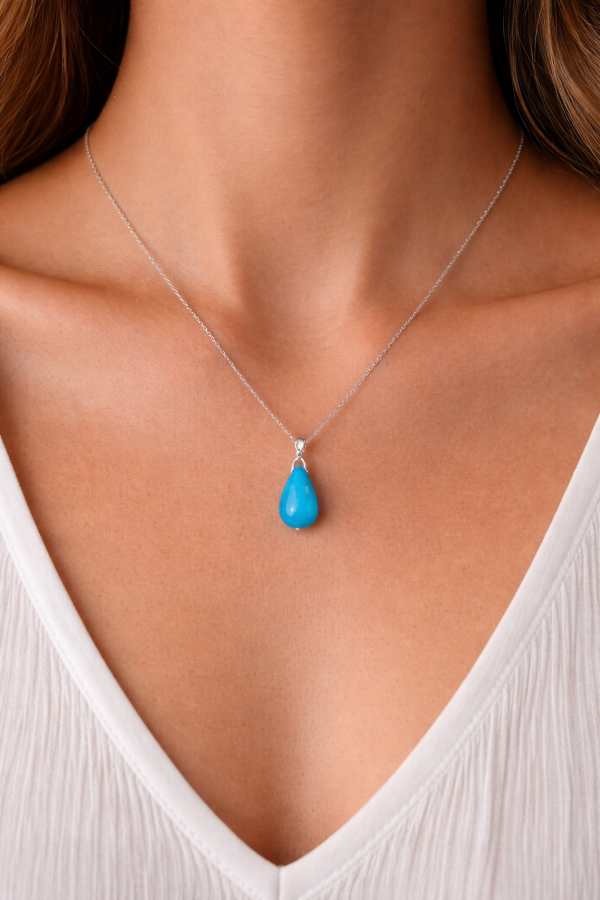 Producto - Cadenita + Dije Gota Ágata azul