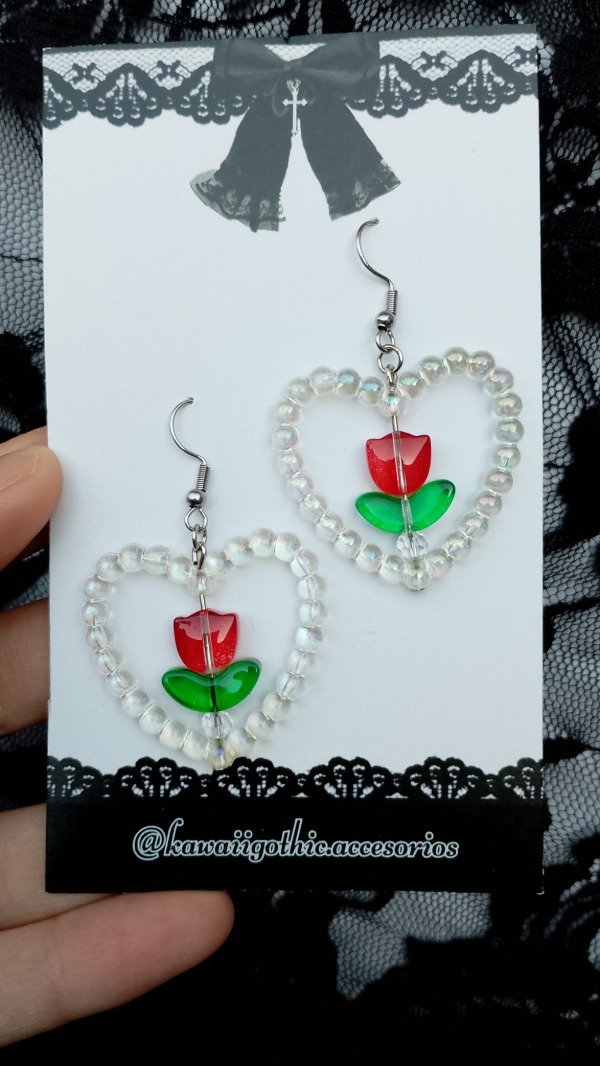 Producto - Aros Tulipán (2 rojos, 1 rosa)