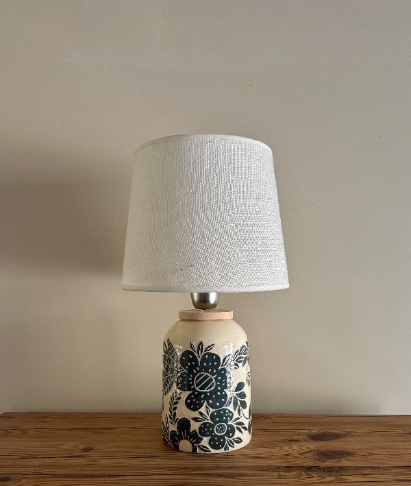 Producto - Lámpara Tambor Flor azul noche tamaño grande- ENTREGA INMEDIATA