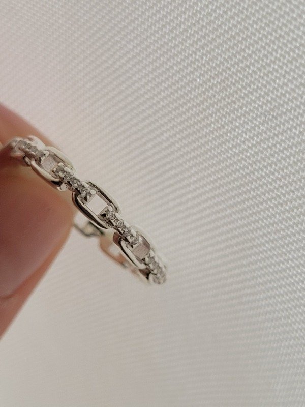 Producto - Anillo simil cadena con cúbics blancos Plata 925 - 0