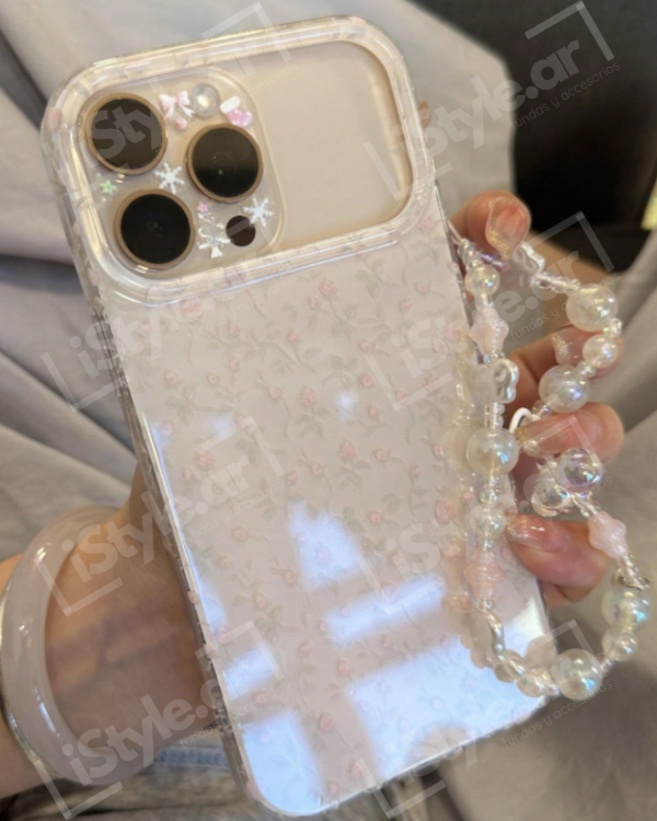 Producto - Case flowers cute pink c/correa