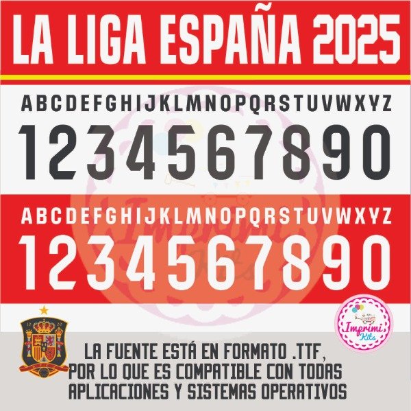 Producto - Tipografia La Liga España 2025 Camisetas Ttf Dorsal Números