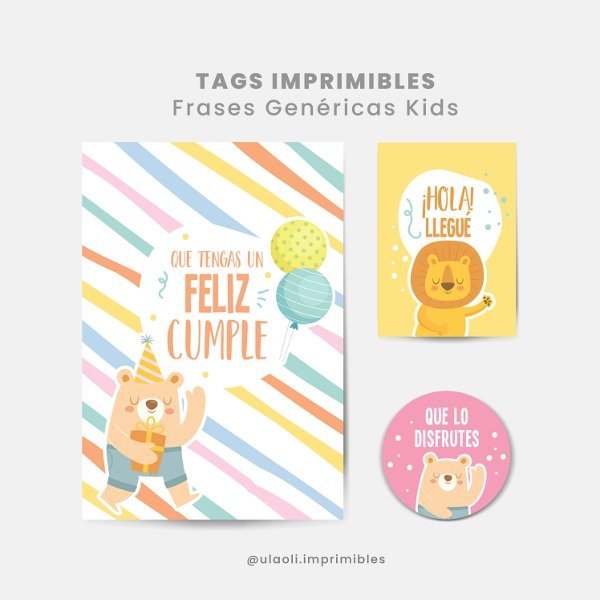 Producto - Tags Imprimibles Frases Genéricas "Kids"