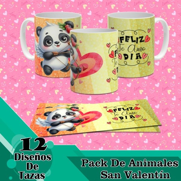 Producto - Diseños Digitales / Plantillas Para Tazas De Animales San Valentín