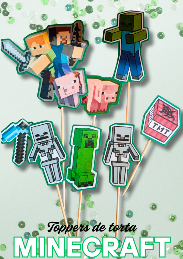 Producto - Toppers p/torta - Minecraft