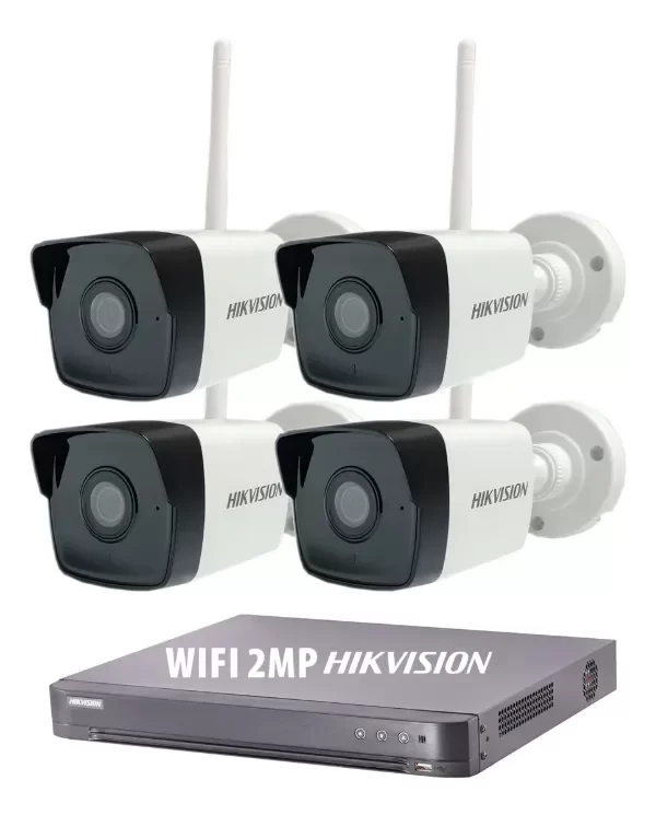 Producto - Kit Seguridad Ip Hikvision Dvr 4 Ch + 4 Camaras Wifi 2mp