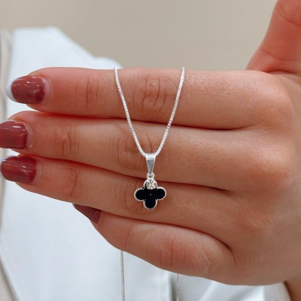 Producto - Conjunto Choker Van Cleef Negro Laminado Plata 925 - 0