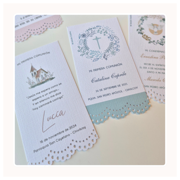 Producto - Estampitas Especiales: papel telado y puntilla calada - 3