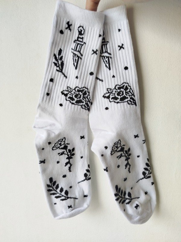 Producto - Medias 3/4 flores negras