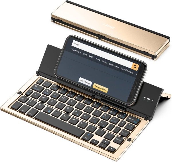 Producto - Teclado Plegable Bluetooth. De aluminio, con cierre magnético. Teclas reforzadas