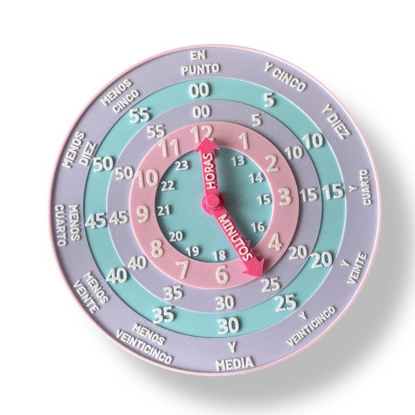 Producto - Reloj Aprender Hora Didactivo Minutos Agujas Movil Plastico