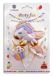 Producto - Velas cake topper unicornio set x 3u