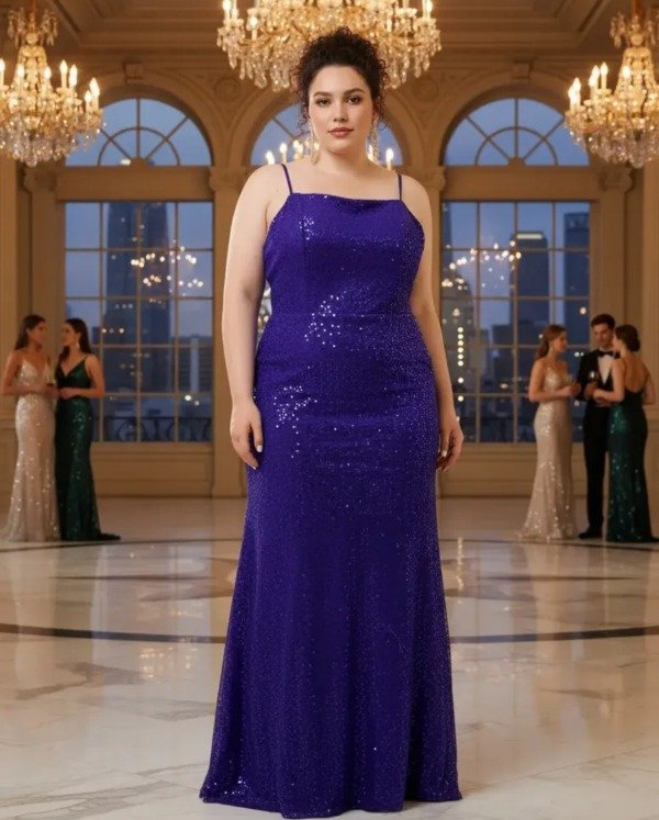 Producto - Vestido sirena azul francia con lentejuelas importado - 2