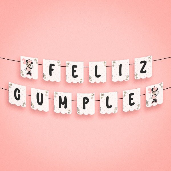 Producto - Banderin Feliz Cumple Minnie Mouse Personaje Guirnalda - 1