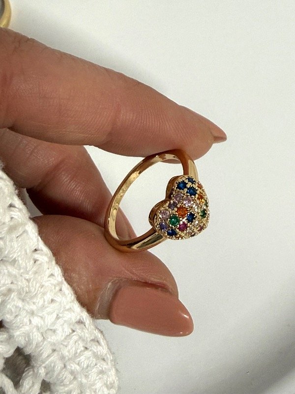 Producto - ND95 Anillo corazón con micropave multicolor