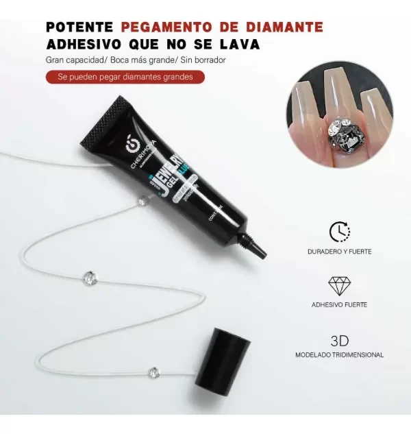 Producto - Pegamennto Adhesivo Para Uñas Jewerly Gel Glue Cherimoya x15ml