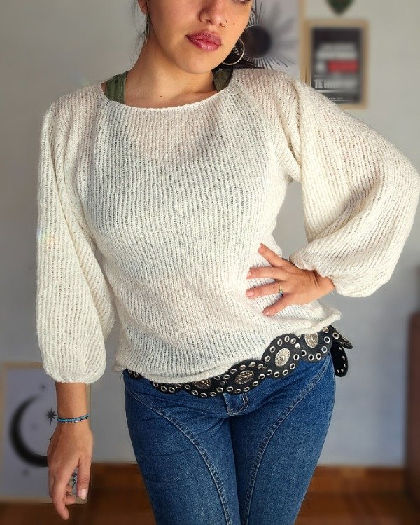 Producto - Sweater Mohair Burbuja Crema