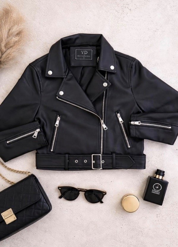 Producto - Chaqueta eco cuero clásica con cinto
