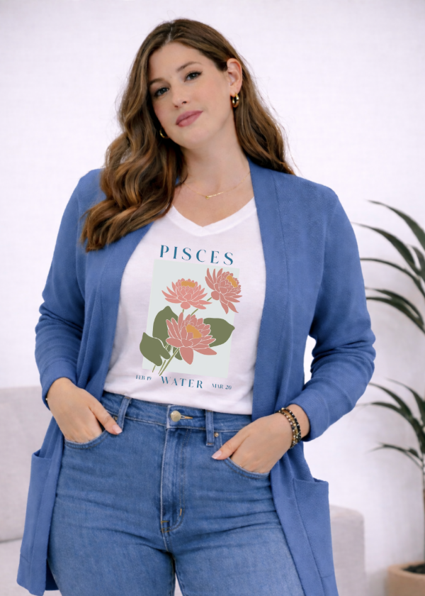 Producto - Conjunto saco acrilico azul aero + remera escote V