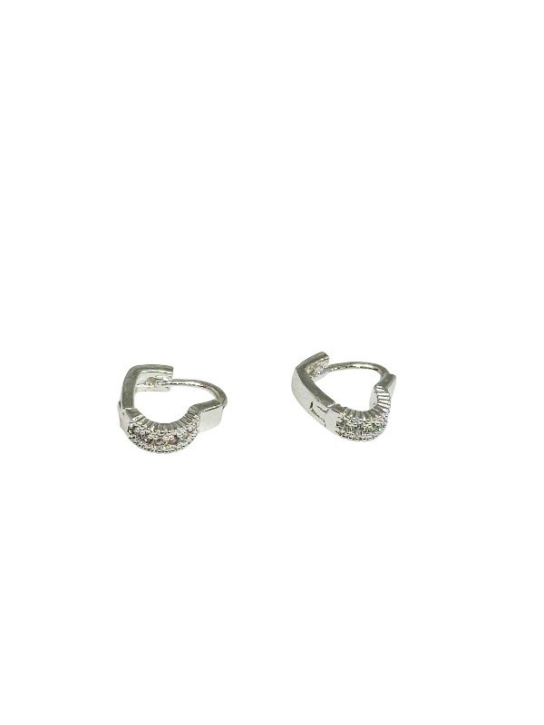 Producto - Argollitas acero blanco micro pavé corazón tamaño mediano