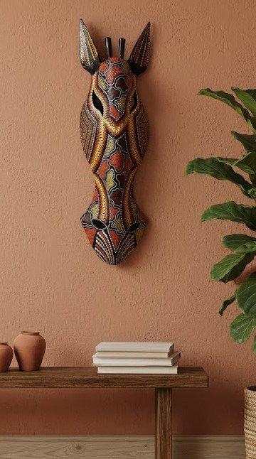 Producto - Jirafa Mascara De Madera Para Pared Alto 50 cm (2)