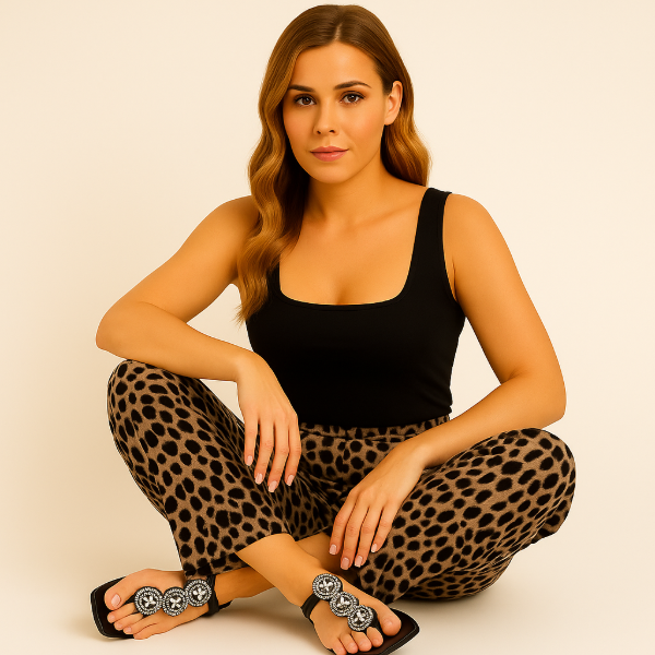 Producto - Sandalias chatitas importadas con piedras Negras