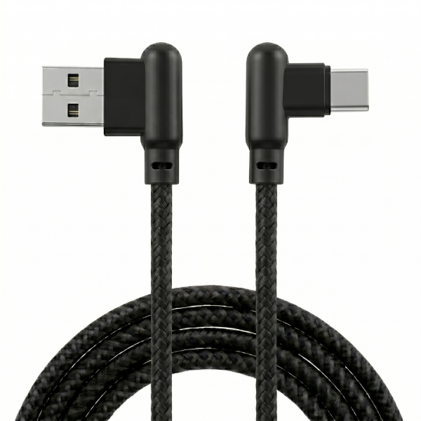 Producto - Cable USB-A a USB-C - Carga Rápida formato L (ele) - Color Negro - Only