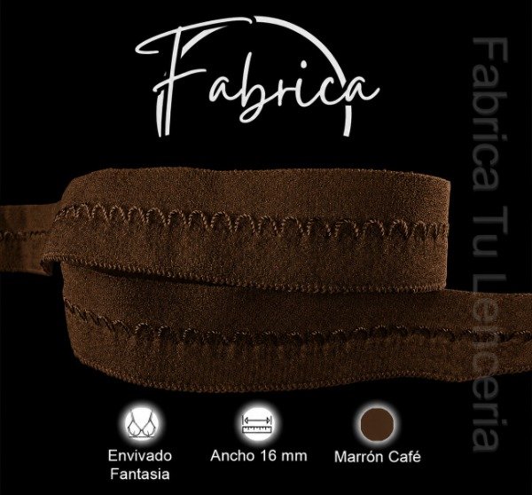 Producto - Envivado o Elástico Partido Fantasía Marrón Café 16mm (1 metro)