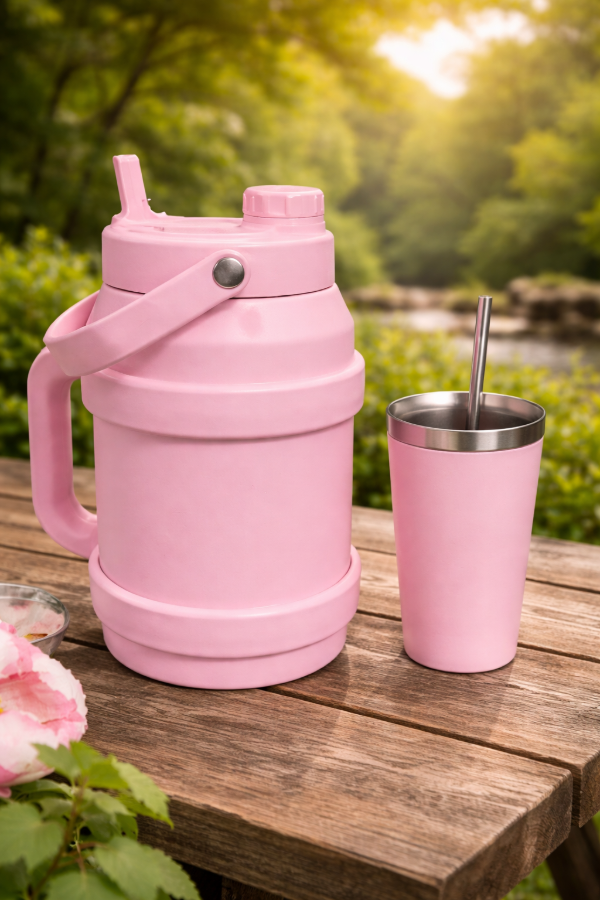 Producto - Termo de Acero Doble Pico con Mate y Bombilla 1.5L