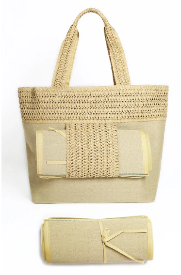 Producto - Cartera de rafia camel con esterilla