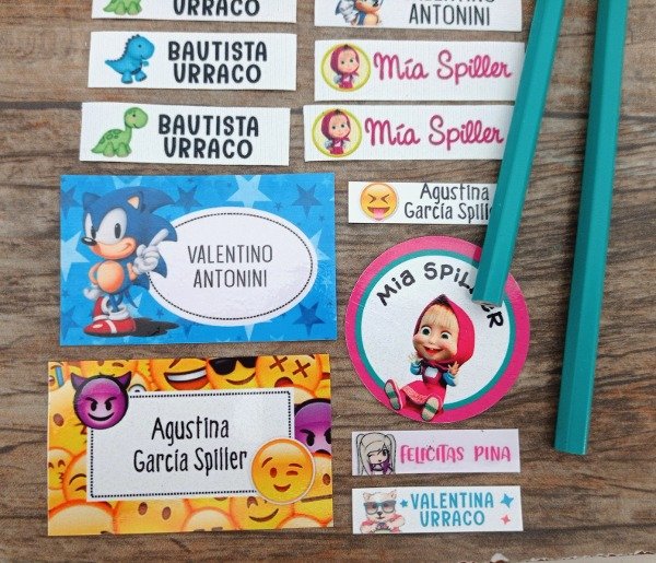 Producto - Etiquetas Escolares: Ropa / Cuadernos / Lápices - Combo 06