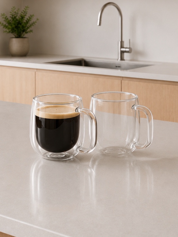 Producto - TAZAS DOBLE VIDRIO CON MANIJA 250ML