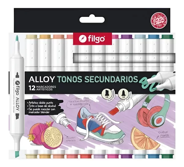 Producto - Marcadores Doble Punta Filgo Alloy Tonos Secundarios x12