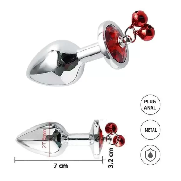 Producto - SEXA PLUG DE ACERO CHICO ROJO CON CASCABEL - 4