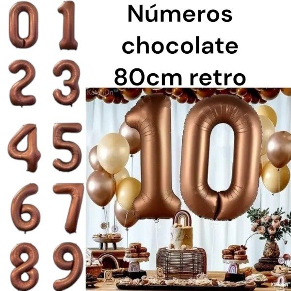 Producto - GLOBO NUMERO 80 CM RETRO CHOCOLATE