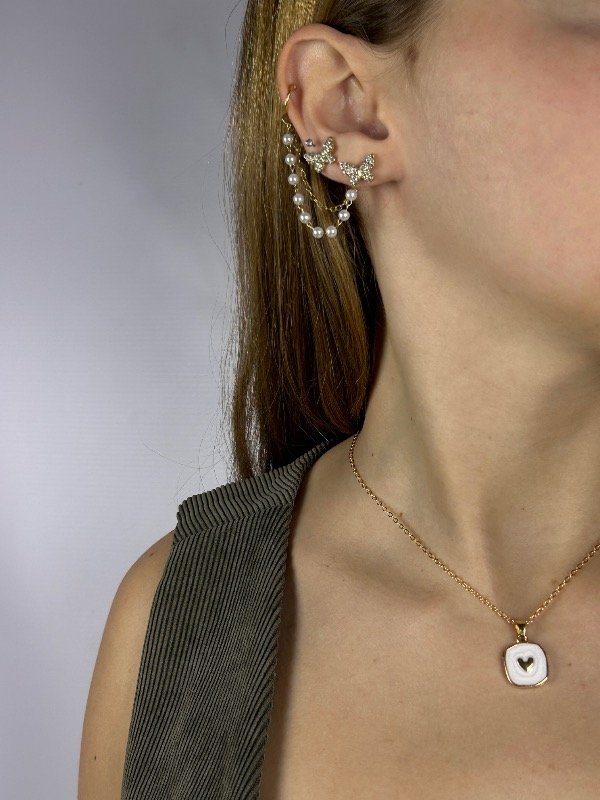 Producto - AROS MARIPOSAS DORADOS  Y CADENA CON CUFF CUFF 1129
