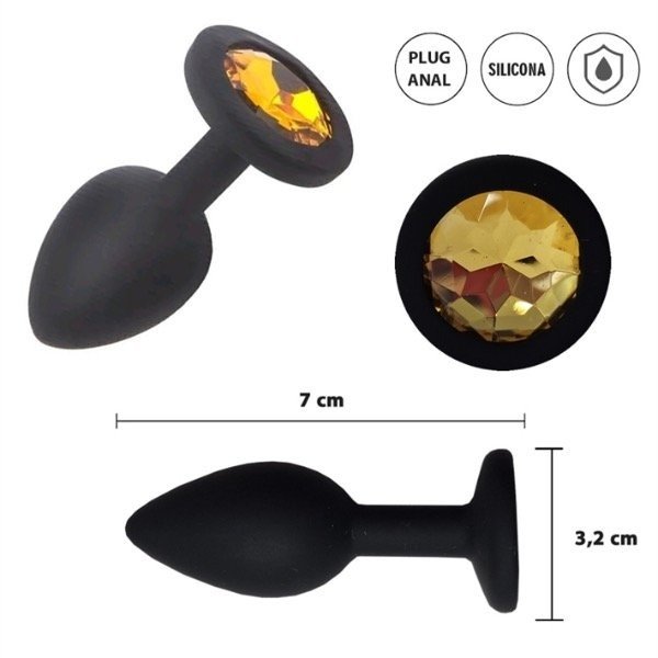 Producto - Plug anal siliconado talle S con gema amarilla