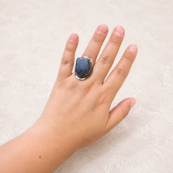 Producto - Anillo cuarzo Azul y alpaca! - 1