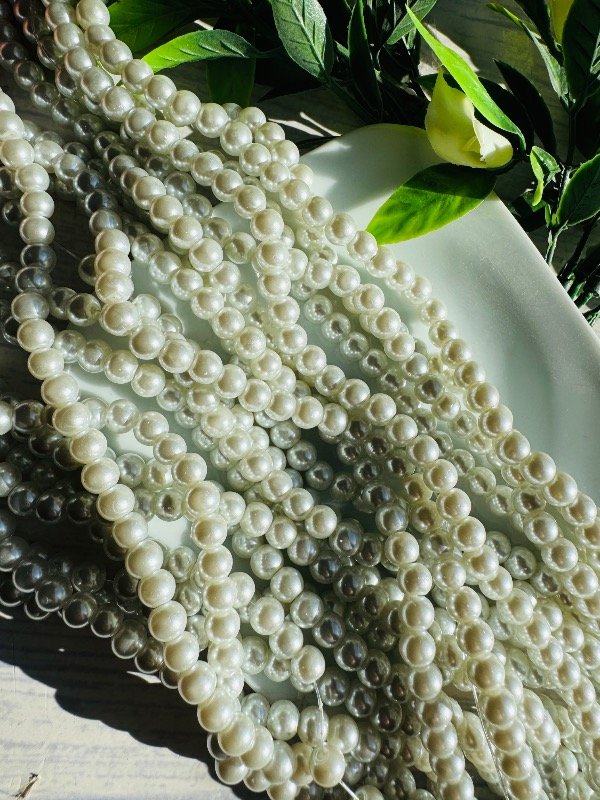 Producto - TIRA PERLA VIDRIO BLANCA 6MM.
