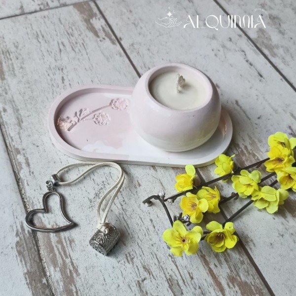Producto - Set Vela Cuenco Gordito + Bandeja Flores + Apagavelas