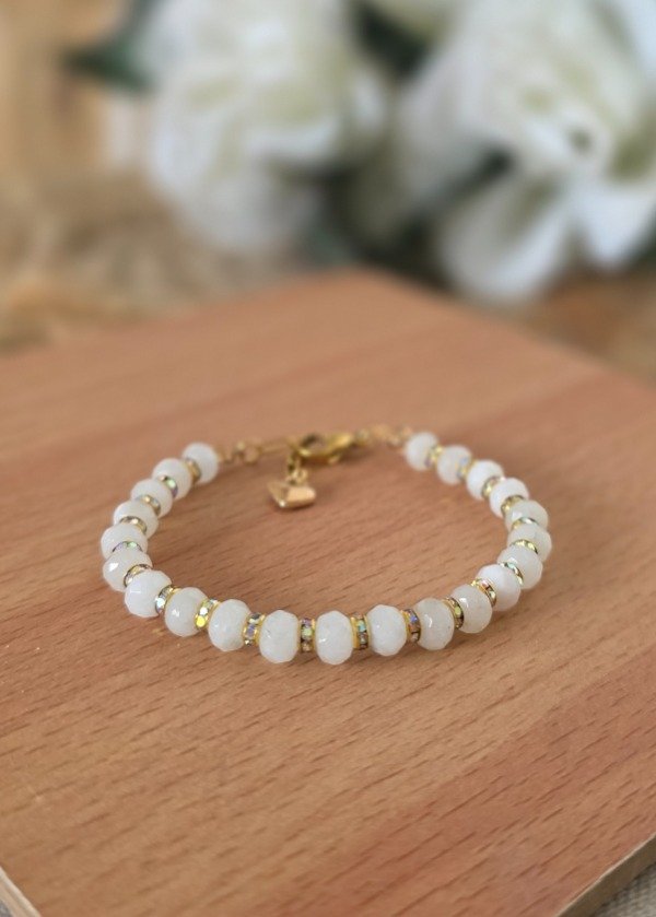 Producto - Pulsera Ágata Blanca - Dorado - 0