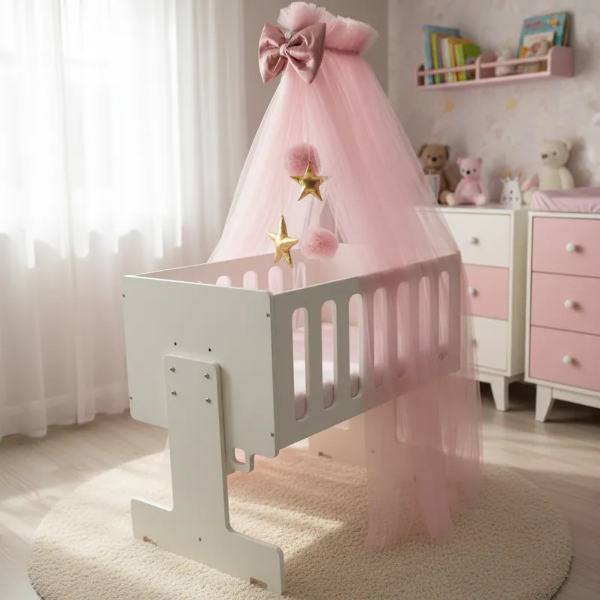 Producto - Dosel Tul Para Cuna Colecho Moisés Rosa Viejo - 3
