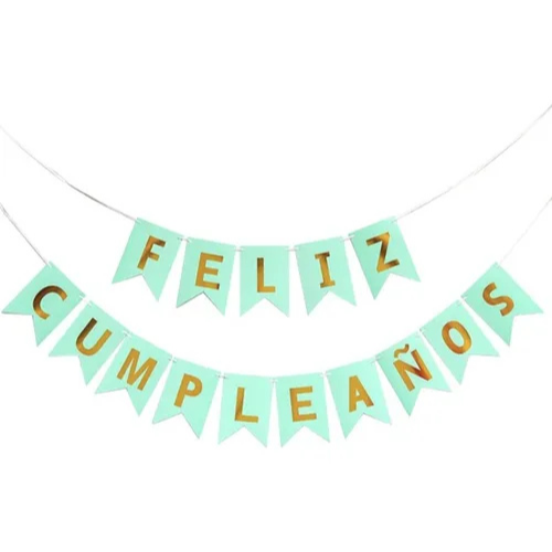Producto - Banderin Feliz Cumpleaños liso verde pastel