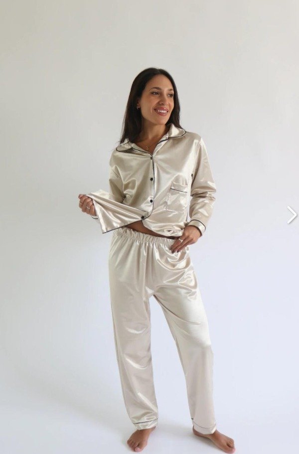 Producto - Pijama Invierno Satén Champagne - 0