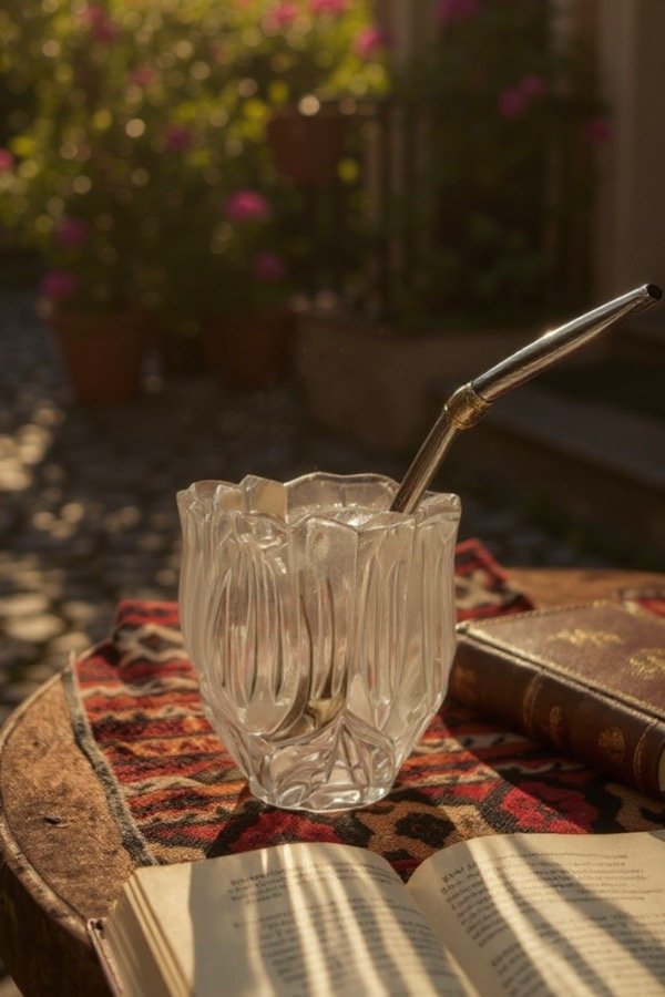 Producto - Mate de vidrio grueso barroco