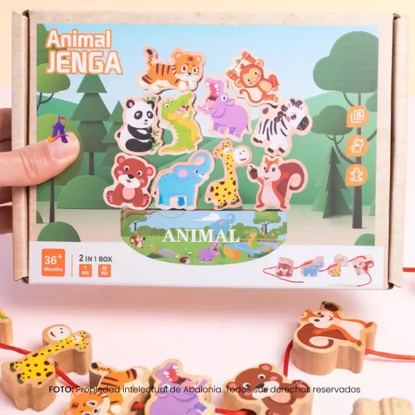 Producto - Jenga animal. Equilibrio y enhebrado. - 2