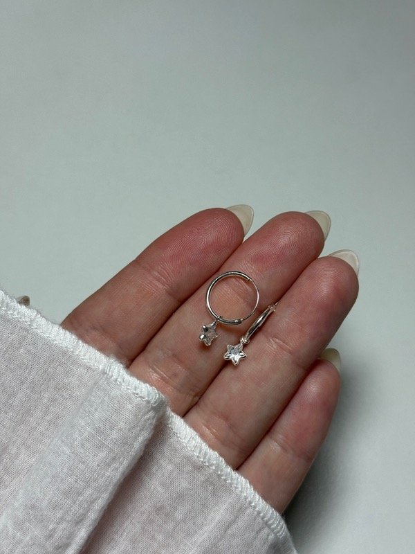 Producto - Argollas lisas con dije estrella - 2